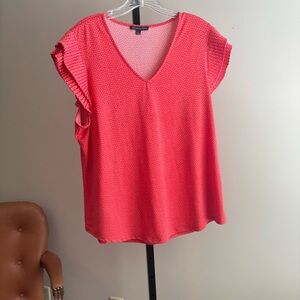 Adrianna Papell Orange and Pink Cuffed‎ Sleeve Blouse